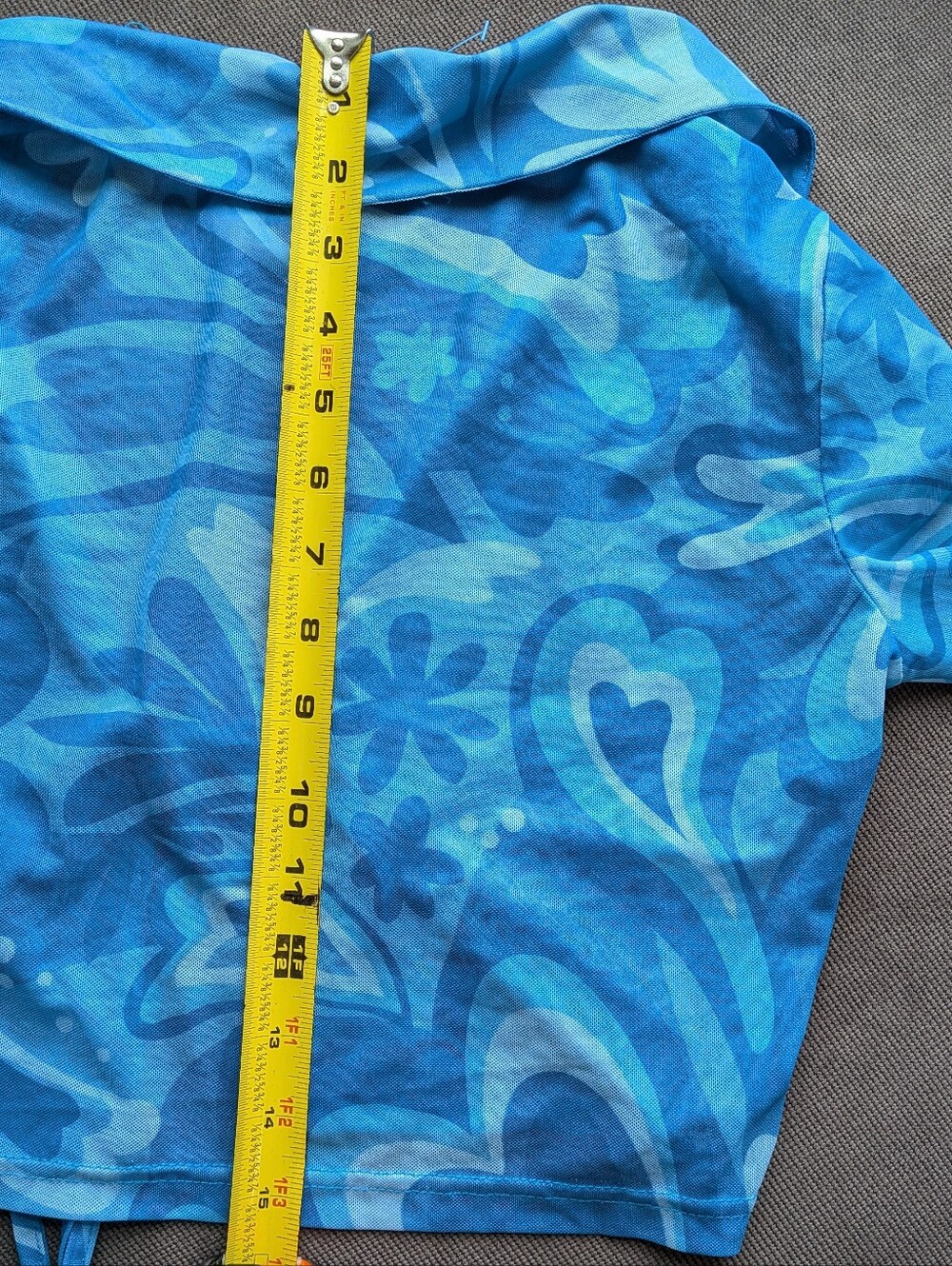 Bailey Rose Blue Printed Tie-Front Crop Top - Picture 6 of 6